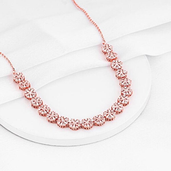 Sterling Silver Flower Studded Necklace – Elegant Women’s Jewelry - Image 3