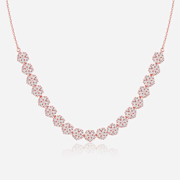 Sterling Silver Flower Studded Necklace – Elegant Women’s Jewelry