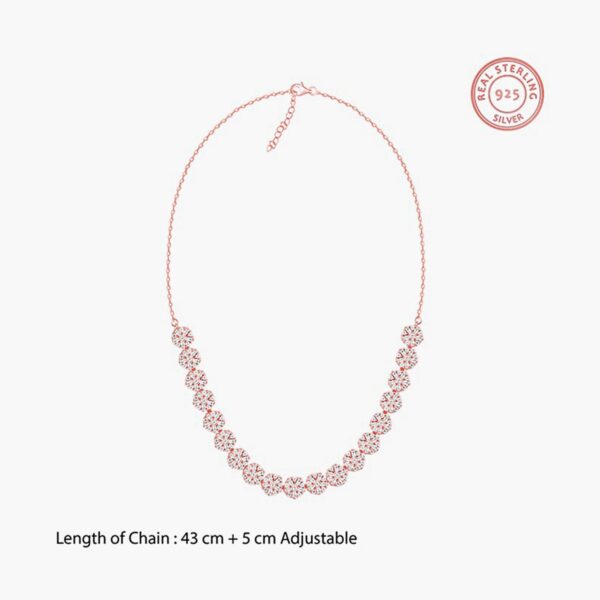 Sterling Silver Flower Studded Necklace – Elegant Women’s Jewelry - Image 2