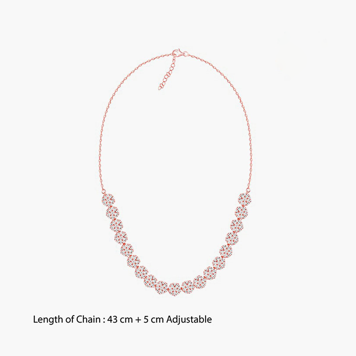 Sterling Silver Flower Studded Necklace – Elegant Women’s Jewelry - Image 3