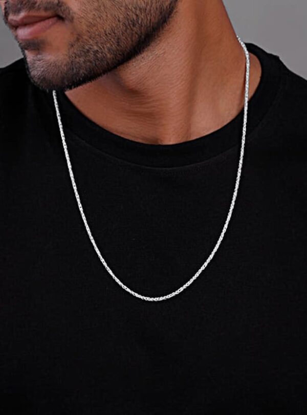 Sterling Silver Crest Chain – Elegant Unisex Jewelry Necklace